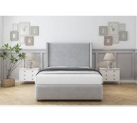 Sloomy Stratford Silver Plush Divan Bed Set No Drawers With 54" Wingback & 12" Footboard 3' Single