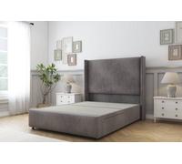 Sloomy Stratford Slate Naples Divan Bed No Drawers With 54" Wingback Headboard & 12" Footboard 6' Super King