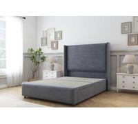 Sloomy Stratford Steel Plush Divan Bed No Drawers With 54" Wingback Headboard & 12" Footboard 5' King