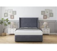 Sloomy Stratford Steel Plush Divan Bed Set 2 Drawers Foot-End With 54" Wingback & 12" Footboard 4' Small Double