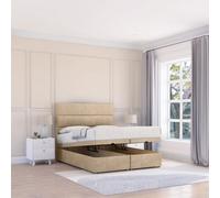 Sloomy Texas Almond Coniston 6Ft Ottoman Bed End Opening With Sprung Memory Mattress & 26" Headboard-Super King