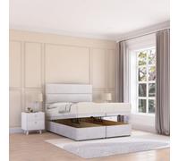 Sloomy Texas End Lift Ottoman Bed 3Ft With Sprung Memory Mattress - Silver Plush & Headboard- Single