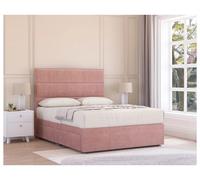 Sloomy Texas Memory Foam Divan Bed Set With Mattress, 2 Drawers & Headboard Plush Velvet in Pink | Size: Super King Sloomy Pink Super King