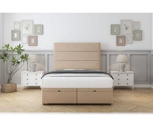 Sloomy Texas Pebble Plush Ottoman Bed With Mattress With 54" Floor Standing Headboard 5' King