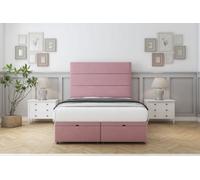 Sloomy Texas Pink Plush Ottoman Bed With Mattress With 54" Floor Standing Headboard 5' King