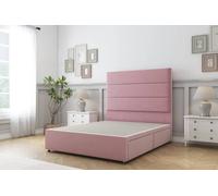 Sloomy Texas Plush Divan Bed Base 4 Drawers - 26" Headboard in Pink | Size: Double Sloomy Pink Double