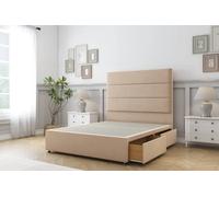 Sloomy Texas Plush Divan Set No Drawers-26" Headboard in Stone | Size: Small Single Sloomy Stone Small Single