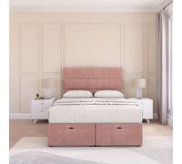 Sloomy Texas Plush Fabric Ottoman Bed End Opening With Sprung Memory Mattress & 26 Inch strut Headboard in Pink | Size: Super King Sloomy Pink Super King