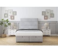 Sloomy Texas Silver Naples Ottoman Bed Base With 54" Floor Standing Headboard 6' Super King