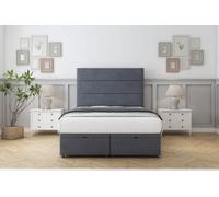 Sloomy Texas Steel Plush Ottoman Bed With Mattress With 26" Strutted Headboard 4' Small Double