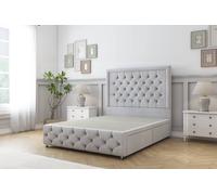 Sloomy Vienna Naples Divan Base 2 Drawers - 54" Headboard & 12" Footboard in Silver | Size: King Sloomy Silver King