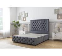 Sloomy Vienna Plush Divan Base 2 Drawers - 54" Headboard & 12" Footboard in Dark Grey | Size: King Sloomy Dark Grey King