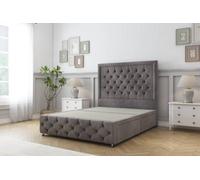 Sloomy Vienna Slate Naples Divan Bed 2 Drawers Left Side-54" Floor Standing Headboard & 12" Footboard 5' King