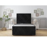 Sloomy Watson Black Naples Bed Frame With 50" Upholstered Headboard 4'6 Double