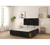 Sloomy Watson Black Naples Divan Bed Base 2 Drawers Foot-End With 26" Strutted Headboard & 12" Footboard 5' King