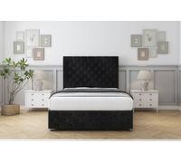 Sloomy Watson Black Naples Divan Bed Set 2 Drawers Right Side With 54" Floor Standing & 12" Footboard 4' Small Double