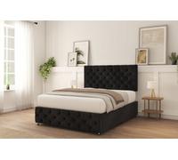 Sloomy Watson Black Naples Divan Bed With Mattress No Drawers 26" Strutted Headboard & 12" Footboard 3' Single
