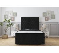 Sloomy Watson Black Plush Bed Frame With 50" Upholstered Headboard 5' King