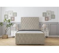 Sloomy Watson Cream Plush Bed Frame With 50" Upholstered Headboard 2'6 Small Single
