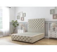 Sloomy Watson Cream Plush Divan Bed 2 Drawers Right Side-54" Floor Standing Headboard & 12" Footboard 4'6 Double