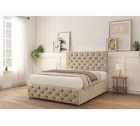 Sloomy Watson Cream Plush Divan Bed With Mattress No Drawers 26" Strutted Headboard & 12" Footboard 6' Super King