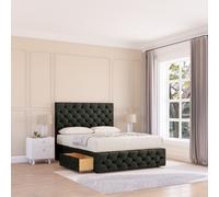 Sloomy Watson Divan Bed Base 2 Drawers 12" Footboard & 54" Floor Standing Headboard in Dark Grey | Size: Small Single Sloomy Dark Grey Small Single