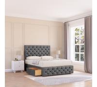 Sloomy Watson Divan Bed Base 4 Drawers 12" Footboard & 54" Floor Standing Headboard in Dark Grey | Size: King Sloomy Dark Grey King
