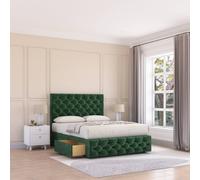Sloomy Watson Divan Bed Base No Drawers 12" Footboard & 54" Floor Standing Headboard in Emerald | Size: Small Single Sloomy Emerald Small Single