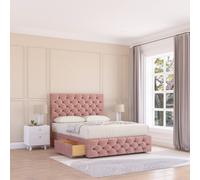 Sloomy Watson Divan Bed Base No Drawers 12" Footboard & 54" Floor Standing Headboard in Pink | Size: Small Double Sloomy Pink Small Double