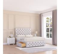 Sloomy Watson Divan Bed Base No Drawers 12" Footboard & 54" Floor Standing Headboard in Silver | Size: Small Single Sloomy Silver Small Single