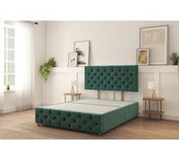 Sloomy Watson Emerald Plush Divan Bed Base No Drawers With 26" Strutted Headboard & 12" Footboard 3' Single