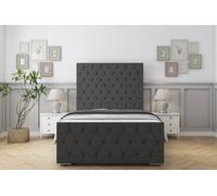 Sloomy Watson Graphite Dumfries Bed Frame With Mattress With 50" Upholstered Headboard 4'6 Double