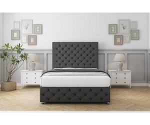 Sloomy Watson Graphite Dumfries Divan Bed Set No Drawers With 54" Floor Standing & 12" Footboard 4'6 Double