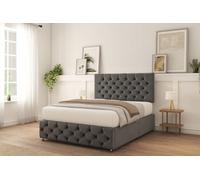 Sloomy Watson Graphite Tweed Divan Bed With Mattress No Drawers 26" Strutted Headboard & 12" Footboard 5' King