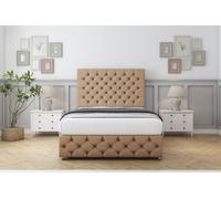 Sloomy Watson Latte Dumfries Divan Bed Set 2 Drawers Left Side With 54" Floor Standing & 12" Footboard 4' Small Double