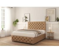 Sloomy Watson Latte Tweed Divan Bed With Mattress No Drawers 26" Strutted Headboard & 12" Footboard 2'6 Small Single