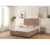 Sloomy Watson Mink Naples Divan Bed Base No Drawers With 26" Strutted Headboard & 12" Footboard 5' King