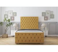Sloomy Watson Mustard Plush Bed Frame With 50" Upholstered Headboard 6' Super King