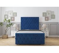 Sloomy Watson Navy Plush Bed Frame With 50" Upholstered Headboard 4'6 Double
