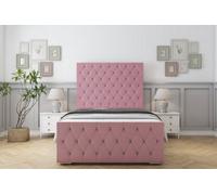 Sloomy Watson Pink Plush Bed Frame With 50" Upholstered Headboard 4' Small Double