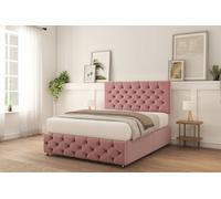 Sloomy Watson Pink Plush Divan Bed With Mattress No Drawers 26" Strutted Headboard & 12" Footboard 5' King