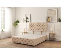 Sloomy Watson Sand Naples Divan Bed Base No Drawers With 26" Strutted Headboard & 12" Footboard 5' King