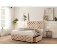 Sloomy Watson Sand Naples Divan Bed With Mattress 2 Drawers Right 26" Strutted Headboard & 12" Footboard 4' Small Double