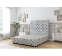 Sloomy Watson Silver Naples Divan Bed 2 Drawers Left Side-26" Strutted Headboard & 12" Footboard 3' Single