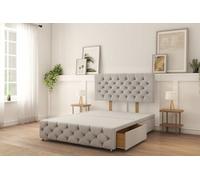 Sloomy Watson Silver Naples Divan Bed Base 2 Drawers Left Side With 26" Strutted Headboard & 12" Footboard 3' Single