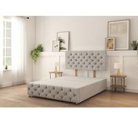 Sloomy Watson Silver Naples Divan Bed Base No Drawers With 26" Strutted Headboard & 12" Footboard 6' Super King
