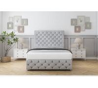 Sloomy Watson Silver Naples Divan Bed Set 4 Drawers With 54" Floor Standing & 12" Footboard 4'6 Double