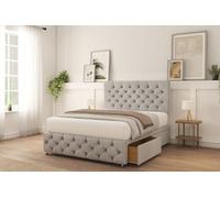 Sloomy Watson Silver Naples Divan Bed With Mattress 2 Drawers Right 26" Strutted Headboard & 12" Footboard 6' Super King