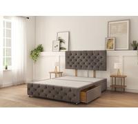Sloomy Watson Slate Naples Divan Bed Base 2 Drawers Right Side With 26" Strutted Headboard & 12" Footboard 3' Single