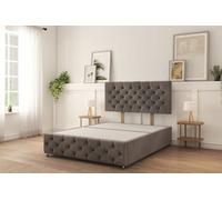 Sloomy Watson Slate Naples Divan Bed Base No Drawers With 26" Strutted Headboard & 12" Footboard 4'6 Double